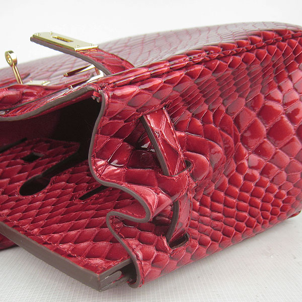 Replica Hermes Birkin 30CM Fish Veins Leather Bag Dark Red 6088 On Sale